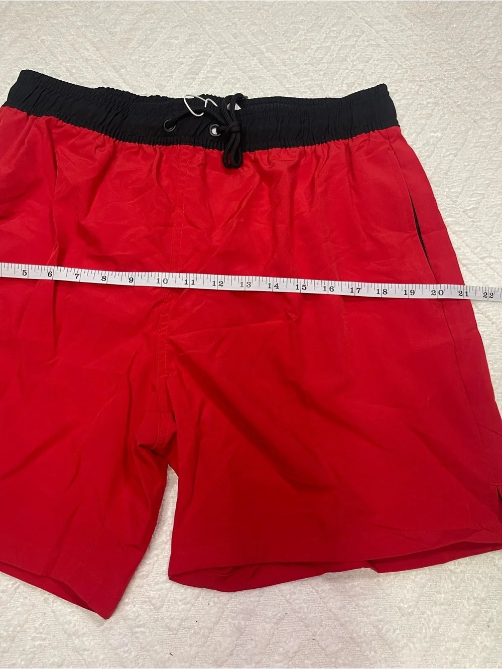 Arcweg Men's Red Swim Shorts Mesh Lined Zipper Pocket Size M